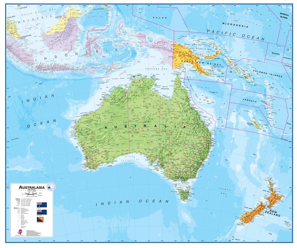 Harta e australia dhe zelanda e re fizike