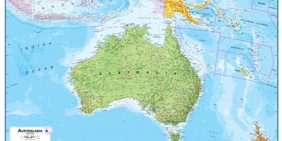 Harta e australia dhe zelanda e re fizike