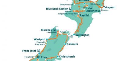 Zelanda e re tërheqjet turistike harta