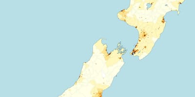 Zelanda e re dendësia e popullsisë map
