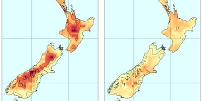 Harta e zelandës së re temperatura